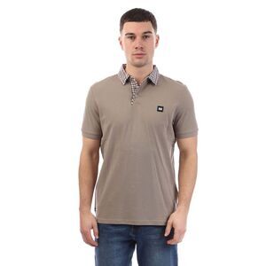 Weekend Offender Mens Nicks Checked Collar Polo Shirt / Stone